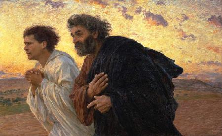 Am Morgen der Auferstehung Die Jünger Petrus und Johannes auf dem Weg zum Grab