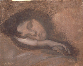 Gesicht einer schlafenden Frau- von Eugène Carrière