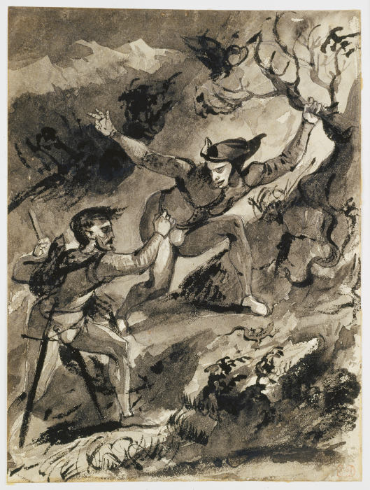Faust und Mephisto auf dem Blocksberg von Eugène Delacroix