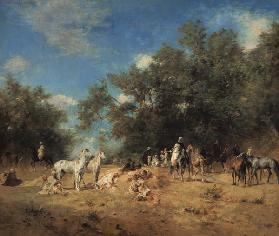 Arab Horsemen Resting in the Forest 1868
