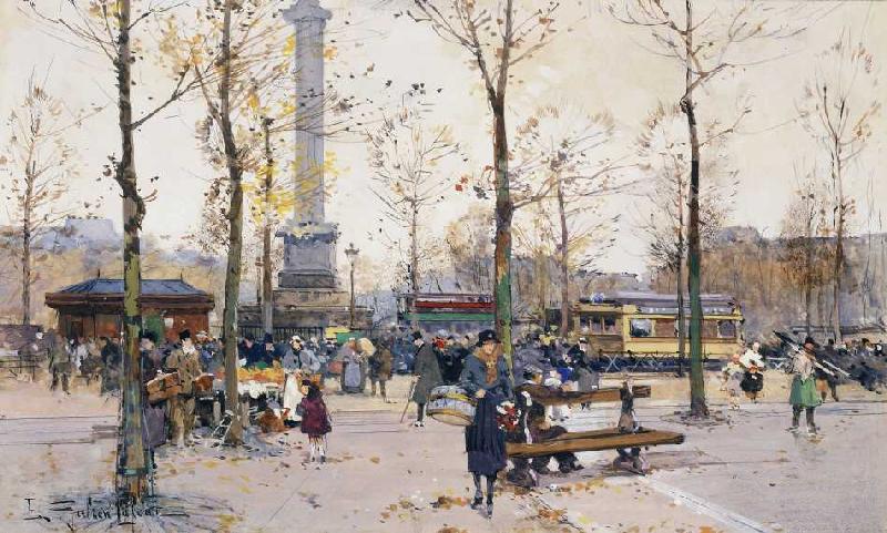 Place de la Bastille, Paris. von Eugène Galien-Laloue