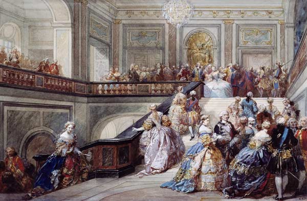 Fete at the Chateau de Versailles on the occasion of the Marriage of the Dauphin in 1745 von Eugène Louis Lami