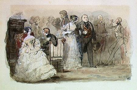 A Reception during the Reign of Louis-Philippe (1830-48) 1832 (pen & ink and w/c on paper) von Eugène Louis Lami
