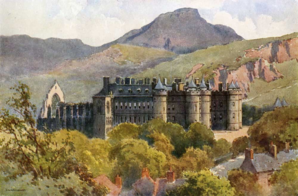 Holyrood Palace: Arthurs Sitz im Hintergrund von E.W. Haslehust
