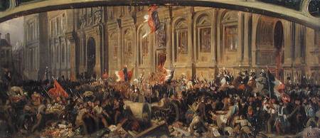 Alphonse de Lamartine (1790-1869) Rejecting the Red Flag at the Hotel-de-Ville, Paris von Felix Philippoteaux
