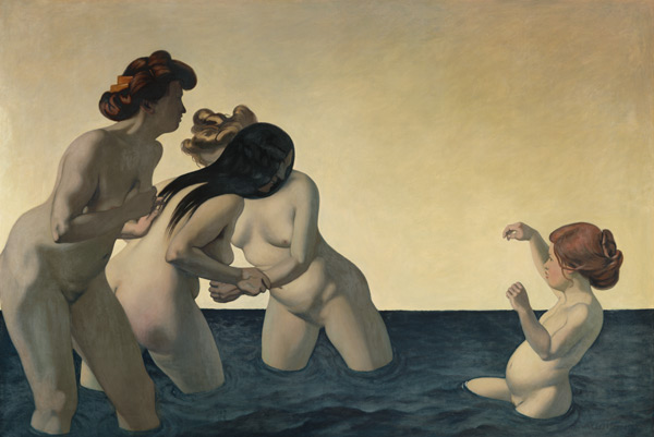 Drei Frauen und ein Kind, im Wasser spielend. von Felix Vallotton