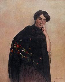 Frau mit spanischem Schal 1910