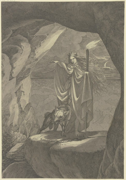 Göttin mit Wolf von Ferdinand Fellner