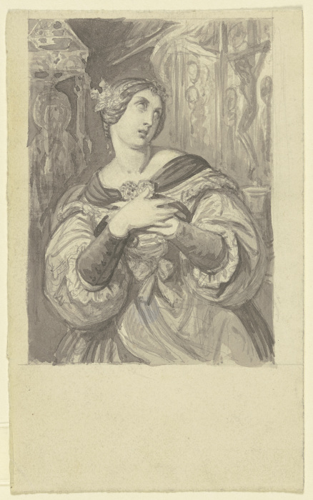 Weibliche Halbfigur (Entwurf für Almanachbilder) von Ferdinand Fellner