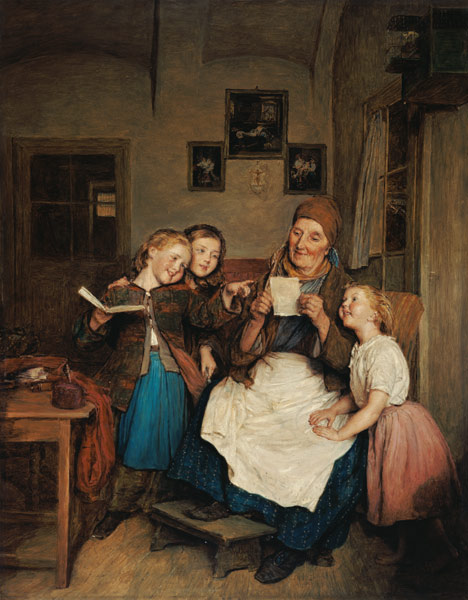 Großmutter mit drei Enkelinnen von Ferdinand Georg Waldmüller