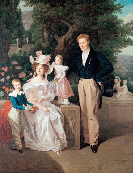 Die Familie Neuhaus. Legationsrat Ritter von Neuhaus (um1770-1855) mit Frau u.K von Ferdinand Georg Waldmüller