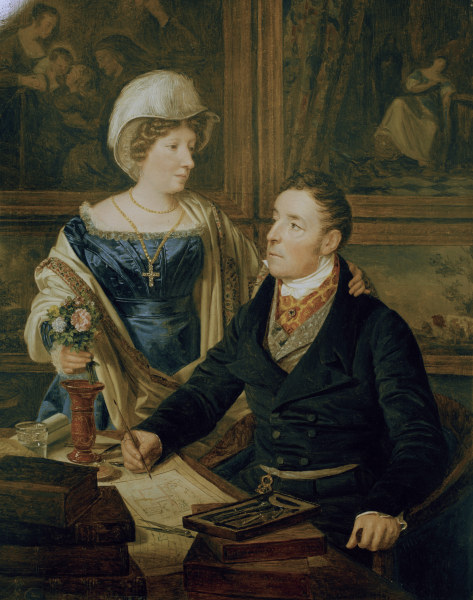 F.G.Waldmüller / Cartographer and wife von Ferdinand Georg Waldmüller