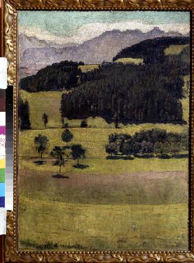 Landschaft. Eichen am Stockhorn 1898