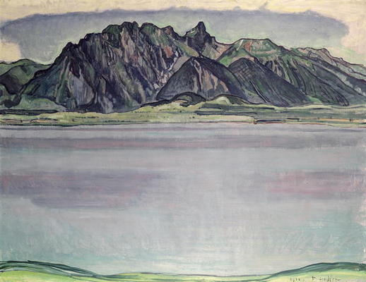 Thunersee with the Stockhorn Mountains, 1910 (oil on canvas) von Ferdinand Hodler