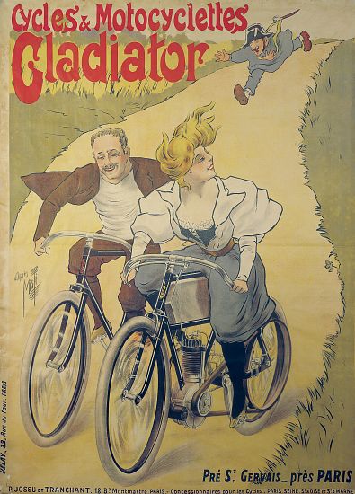 Poster advertising Gladiator bicycles and motorcycles von Ferdinand Misti-Mifliez