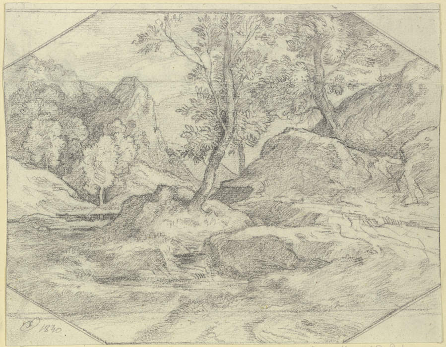 Landschaft mit Bäumen und Felsen von Ferdinand Olivier