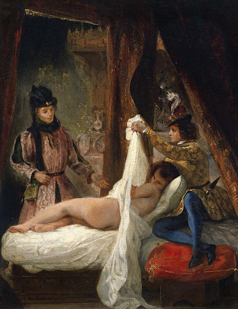 Herzog von Orléans entschleiert seine Geliebte von Ferdinand Victor Eugène Delacroix