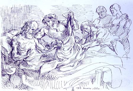 An elderly man in bed von Ferdinand Victor Eugène Delacroix
