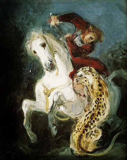 Jaguar Attacking a Horseman, c.1855 von Ferdinand Victor Eugène Delacroix