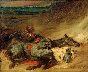 Les deux chevaux morts sur le champ de bataille 1824