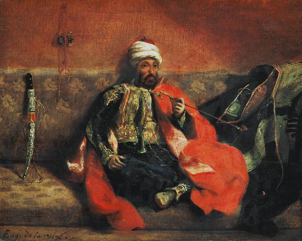 Rauchender Türke auf einem Divan von Ferdinand Victor Eugène Delacroix