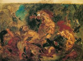 Löwenjagd (Vorstudie) 1854
