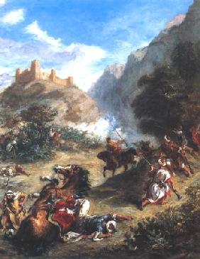 Kampf zwischen Arabern in den Bergen oder Arabische Steuereintreibung 1863