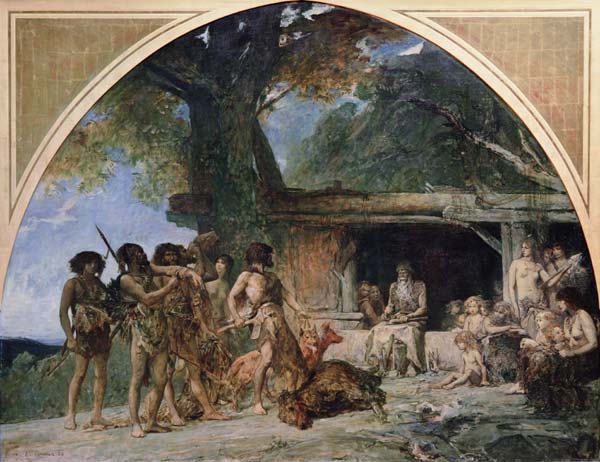 The Stone Age, returning from a bear hunting von Fernand Cormon