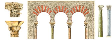 Spanish islamic caliphate art. Arches, capitals and columns