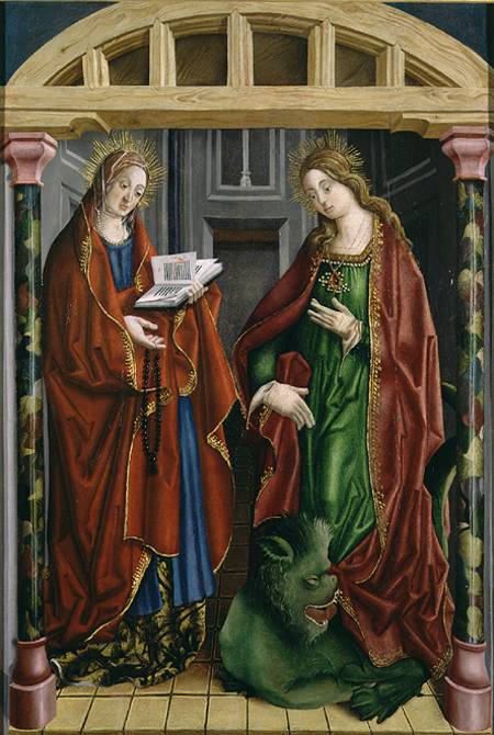 Two female saints, possibly St. Mary Magdalene and St. Martha von Fernando Gallegos