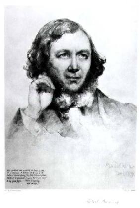 Portrait of Robert Browning (1812-89) 1859  (b&w photo)