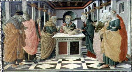 The Presentation in the Temple, predella panel to The Nativity altarpiece in the Museo Civico von Filippino Lippi