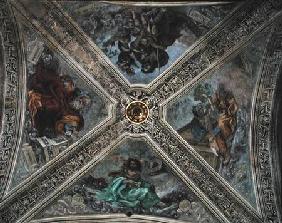 Ceiling in Strozzi Chapel depicting prophets Abraham, Noah Adam and J
