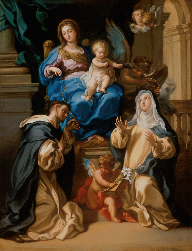Madonna mit Kind, den hll. Dominikus und Katharina von Siena, sowie Engeln von Filippo Ricci