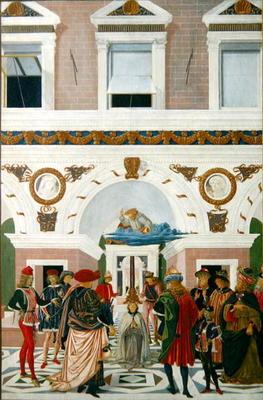 St. Bernardino of Siena (1380-1444) healing a deaf blind mute, 1473 (oil on panel) 15th