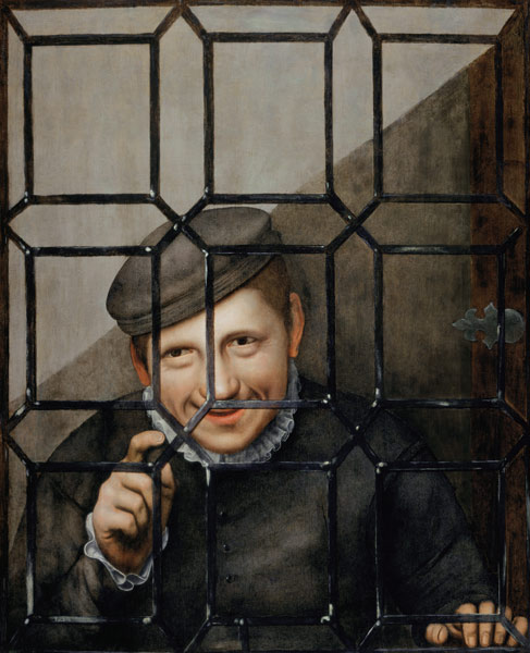 A Boy Looking through a Casement Window von Flemish School