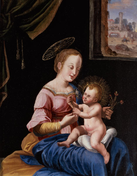 Virgin and Child with the Flight into Egypt von Flemish School