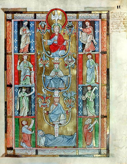 Ms 340 fol.11r The Tree of Jesse, from ''De Laudibus Sancte Crucis'' Rabanaus Maurus (c.780-856) fro von Flemish School