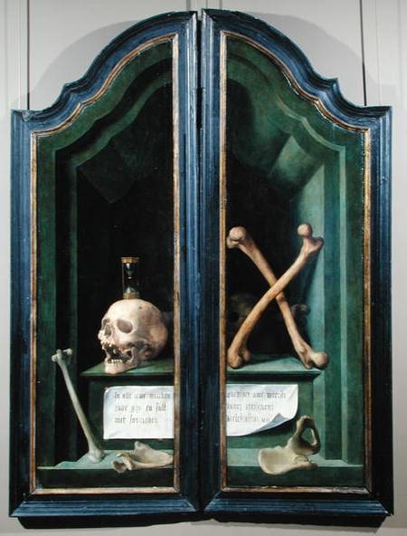 Vanitas, reverse of two panels from a triptych von Flemish School