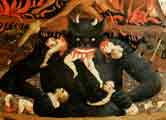 The Last Judgement, detail of Satan devouring the damned in hell von Fra Beato Angelico
