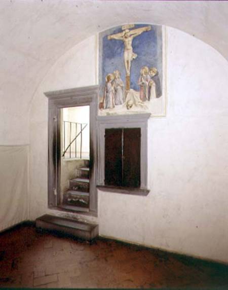 View of a monk's cell designed by Michelozzo di Bartolommeo (1396-1472) decorated with the 'Crucifix von Fra Beato Angelico