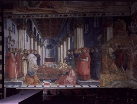 The Celebration of the Relics of St. Stephen (showing part of the Martyrdom of St. Stephen) von Fra Filippo Lippi