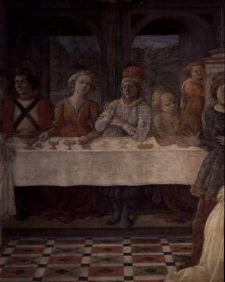 The Feast of Herod: detail of figures at central table (fresco) von Fra Filippo Lippi