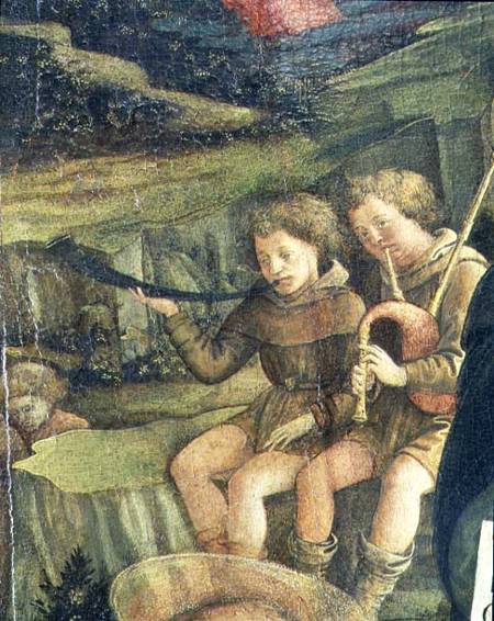 Two Musical Shepherds, detail from The Nativity von Fra Filippo Lippi