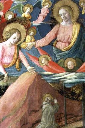 The Death of St. Jerome with Inghirami as a Donor, detail showing The Heavenly Host and angels 1459-60