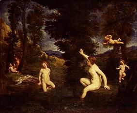 Die Nymphe Salmacis erblickt Hermaphrodit. von Francesco Albani