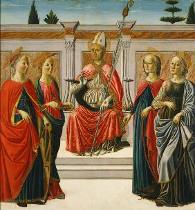 Heiliger Nikolaus mit Heiligen Katharina, Lucia, Margareta und Apollonia