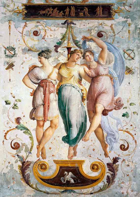 Decorative panel with dancers (fresco) von Francesco Hayez