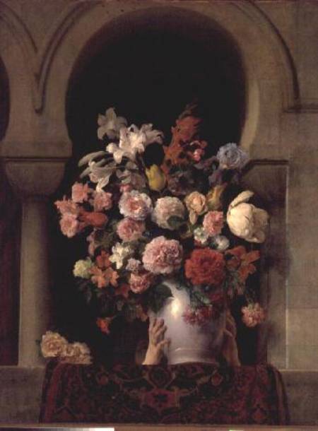 Vase of flowers in the window von Francesco Hayez
