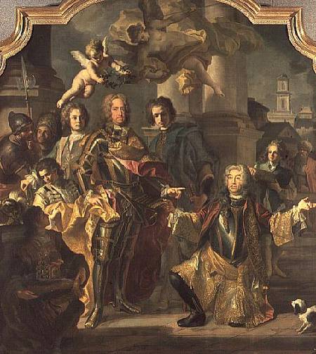 Gundaker Count Althann handing over to the Emperor Charles VI (Charles III of Hungary) (1685-1740) t von Francesco Solimena